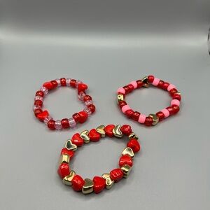 ❤️3/$8❤️ Heart Charm Bracelet Set - HANDMADE #193